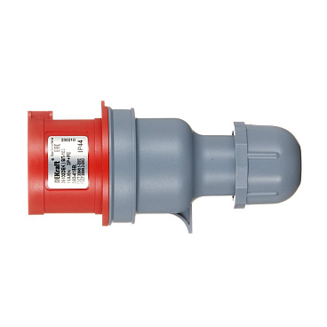 Вилка силовая прямая переносная Dekraft ВП-103 с заземлением 3P+PE 3 фазы 16 А 380 В IP44 красная (26102DEK)