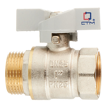 Кран шаровой латунный СТМ 1 ВР(г) х 1 НР(ш) бабочка прямой