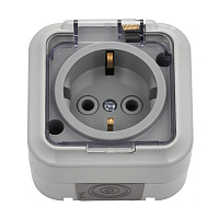 Розетка Svet накладная серая с крышкой (EV 0366-6619)