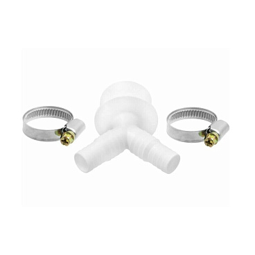 Переходник ДТРД двойной 16/25х50 мм для подключения сливного шланга с хомутами