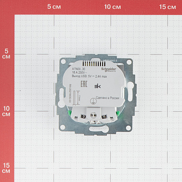 Розетка Systeme Electric AtlasDesign встраиваемая белая с заземлением 2хUSB-А (ATN000130)