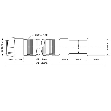 Сифон гофрированный McAlpine 1 1/2х40/50 мм (MRMF2-03)