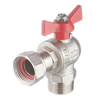 Кран шаровой латунный Valtec Base 3/4 ВР(г) х 3/4 НР(ш) бабочка с накидной гайкой угловой (VT.267.N.0505)