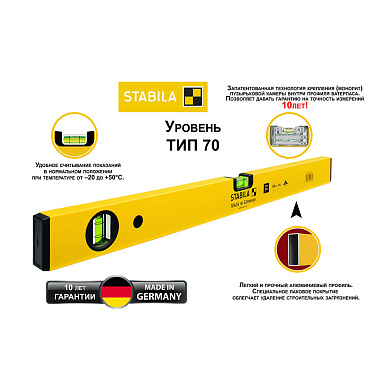 Уровень STABILA 70 200 см 2 глазка