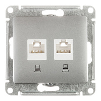 Розетка компьютерная Systeme Electric Glossa встраиваемая алюминий 2хRJ45 (GSL000385KK)