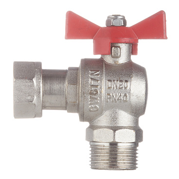 Кран шаровой латунный Valtec Base 3/4 ВР(г) х 3/4 НР(ш) бабочка с накидной гайкой угловой (VT.267.N.0505)