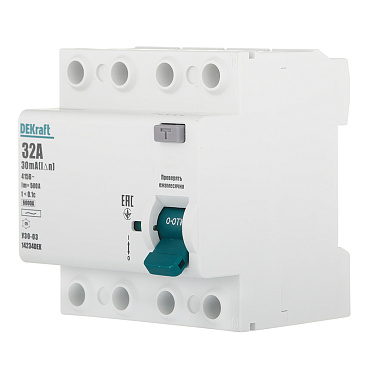 УЗО Dekraft УЗО-03 32А 3P+N тип AC 30 мА 6 кА компактное (14234DEK)