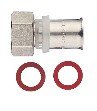 Соединитель прямой Valtec (VTm.222.N.001604) с накидной гайкой 16(пресс) х 1/2 ВР(г)