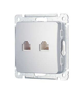 Розетка компьютерная/ телефонная Hegel Master встраиваемая серебро RJ11/ RJ45 (РСКТ-440-06)