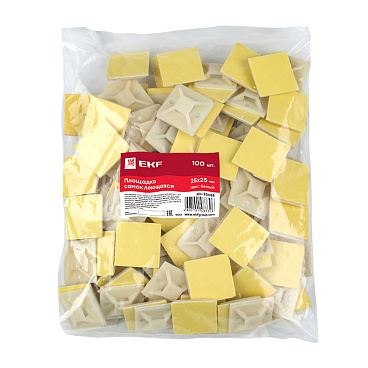 Площадка для крепления стяжек EKF PROxima 25х25 мм самоклеящаяся белая (100 шт.) (plc-25х25)