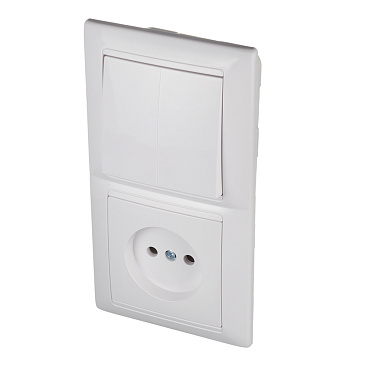 Блок выключателя с розеткой Svet SV1001 двухклавишный встраиваемый белый (SV1001-0003)