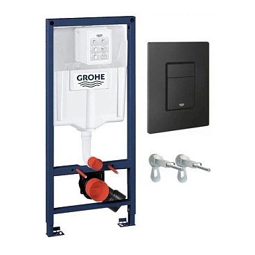 Инсталляция Grohe Solido для подвесного унитаза с кнопкой черной матовой
