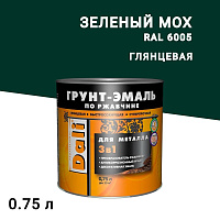 Грунт-эмаль по ржавчине 3в1 Dali зеленый мох RAL 6005 гладкая глянцевая 0,75 л