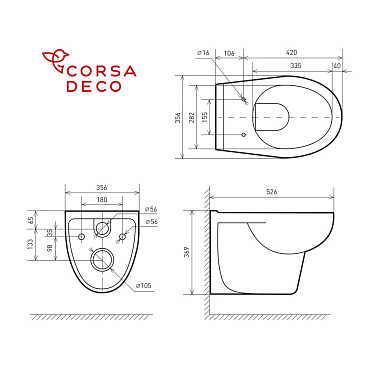 Унитаз подвесной Corsa Deco AX Rimless безободковый с сиденьем полипропилен микролифт (WHAX530RS)