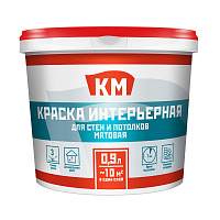 Краска интерьерная КМ база А белая 0,9 л