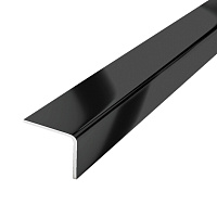 Уголок для плитки полированный прямой наружный нержавеющая сталь 2700х10х10 мм черный зеркальный