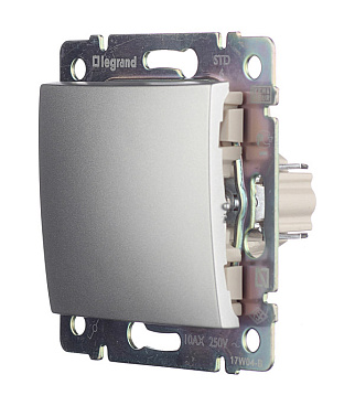 Переключатель Legrand Valena одноклавишный встраиваемый алюминий (694338)