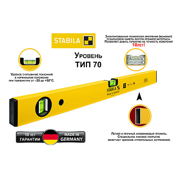 Уровень STABILA 70 120 см 2 глазка