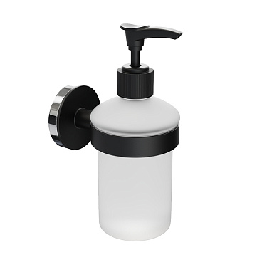 Дозатор для мыла Fora Lord с держателем стекло матовый/металл черный (FOR-Lord 041BL)