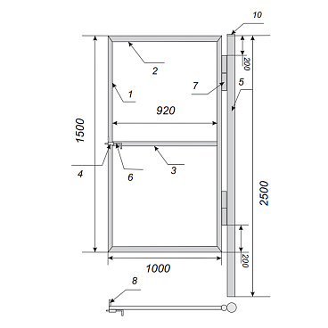 Калитка распашная каркас со столбом 1х1,5 м красно-коричневая