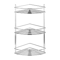 Полка для ванной ЧМЗ угловая трехъярусная 222х222х474 мм металл хром (501-006-28)