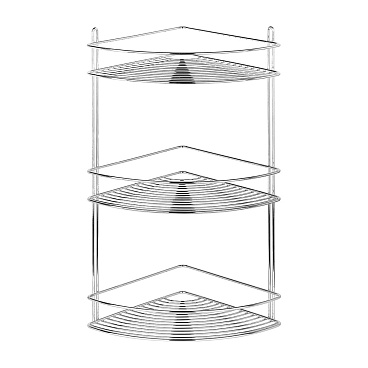 Полка для ванной ЧМЗ угловая трехъярусная 222х222х474 мм металл хром (501-006-28)