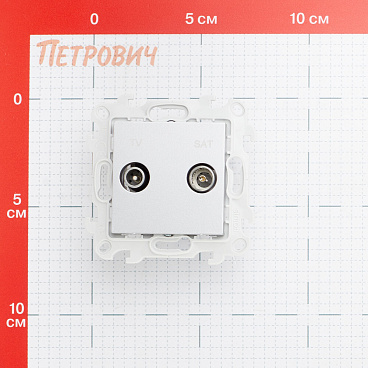 Розетка телевизионная Simon 24 Harmonie встраиваемая алюминий TV/ SAT (2410487-033)