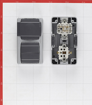 Блок выключатель и розетка Makel Mimoza двухклавишный накладной серый (36064203)