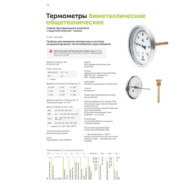 Термометр аксиальный Росма 1/2 НР(ш) d100 мм шток 46х6 мм 120°С (2544)