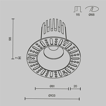 Встраиваемый светильник Technical DL121-15W-3K-TRS-B