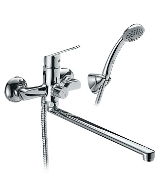 Смеситель для ванны Milardo Nelson хром однорычажный с длинным изливом с лейкой (NELSBLCM10)