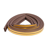 Уплотнитель для окон и дверей 12х10 мм 6 м (3+3 м) D профиль самоклеящийся коричневый