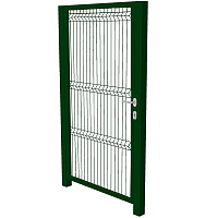 Калитка распашная с панелью 3D и столбами 1х2 м зеленая RAL 6005