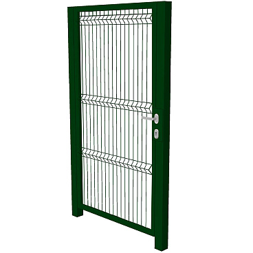 Калитка распашная с панелью 3D и столбами 1х2 м зеленая RAL 6005