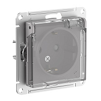 Розетка Systeme Electric AtlasDesign Aqua встраиваемая алюминий со шторками с крышкой (ATN440346)