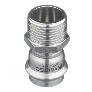 Соединитель VALTEC (VTi.901.I.002806) 28 мм х 1 НР(ш) нержавеющая сталь