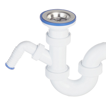 Сифон для раковины и мойки Wirquin Virplast 1 1/2х40 мм с выпуском d70 мм с соединением 40/50 мм с отводом (30980698)