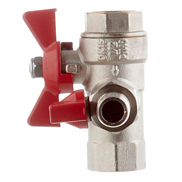 Кран шаровой латунный Valtec 1/2 ВР(г) х 1/2 ВР(г) проходной бабочка с обратным клапаном (VT.248.N.04)