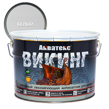 Антисептик Акватекс Викинг декоративный для дерева белый 9 л
