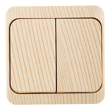 Выключатель Systeme Electric Этюд двухклавишный накладной сосна с подсветкой (BA10-006D)