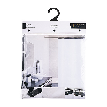 Штора для ванны Wess Outlook 2400х2000 мм полиэстер белая/черная (T685-1)