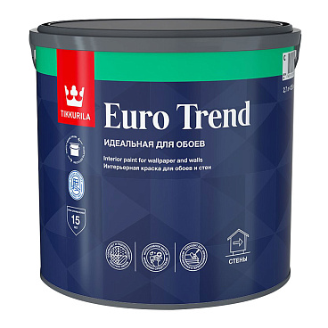 Краска моющаяся Tikkurila/Tikkivala Euro Trend база C бесцветная 2,7 л