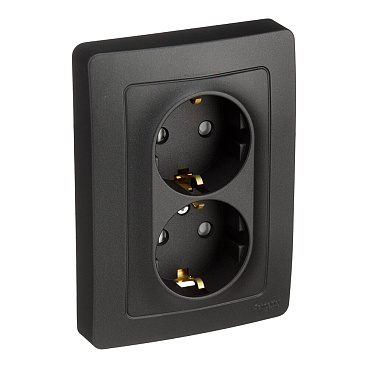 Розетка Systeme Electric Blanca встраиваемая антрацит со шторками (BLNRS001126)