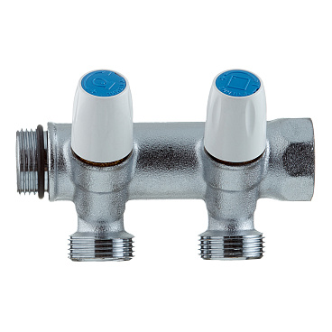 Коллектор Tiemme 3/4 ВР(г) х 2 выхода 3/4 НР(ш) ЕК х 3/4 НР(ш) регулируемый (1860026/1877K50050502)