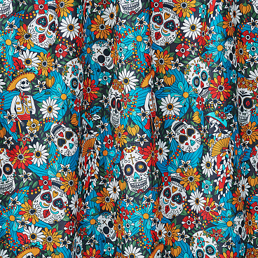 Штора для ванны Moroshka Los Muertos 1800х2000 мм полиэстер красная/синяя (T690-2)