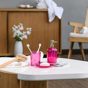 Стакан для ванной Moroshka Bright Colors настольный стекло розовый (917-312-04)