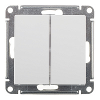 Выключатель Systeme Electric AtlasDesign двухклавишный встраиваемый белый (ATN000151)