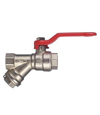 Кран шаровой латунный Valtec 1/2 ВР(г) х 1/2 ВР(г) ручка с фильтром прямой (VT.292.N.04)