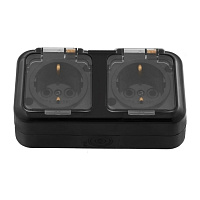 Розетка Svet накладная черная с крышкой (EV 0366-6621)