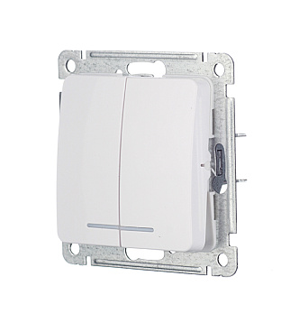 Выключатель Hegel Master двухклавишный встраиваемый белый с подсветкой (ВС10-452)